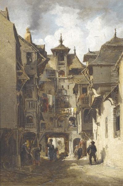 Nordfranzosische Altstadtpartie Oil Painting by Jules Achille Noel