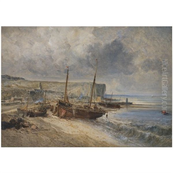 Harbour Scene Oil Painting by Jules Achille Noel