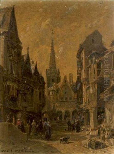 Devant L'eglise Oil Painting by Jules Achille Noel