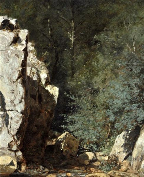 Le Torrent, Les Rochers Oil Painting by Jules Achille Noel