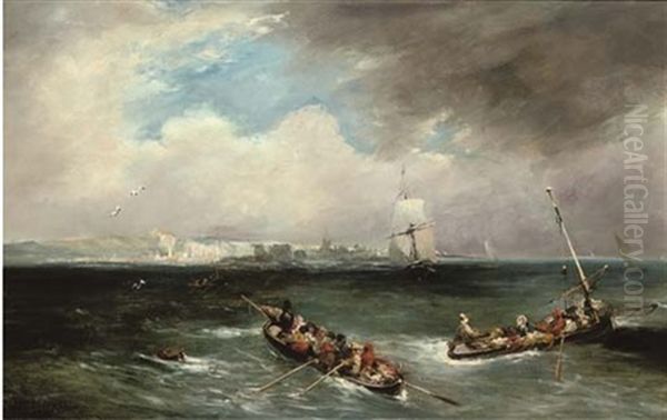 Rowing Out From The Shore Oil Painting by Jules Achille Noel