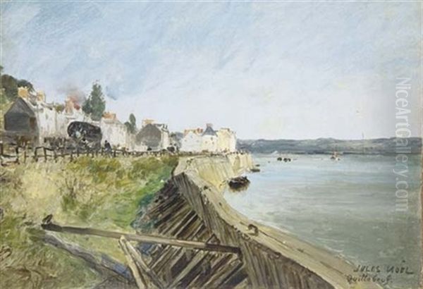 Les Bords De Seine A Quillebeuf - Une Esquisse Oil Painting by Jules Achille Noel