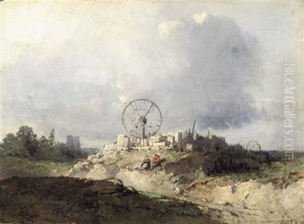 La Machine Hydraulique A Saint-cloud Oil Painting by Jules Achille Noel