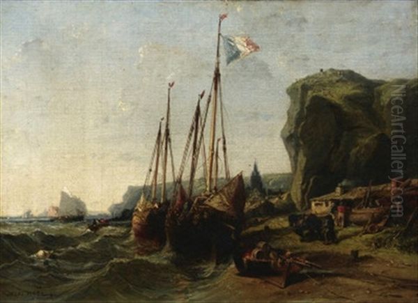 Segelboote An Der Bretonischen Kuste Oil Painting by Jules Achille Noel