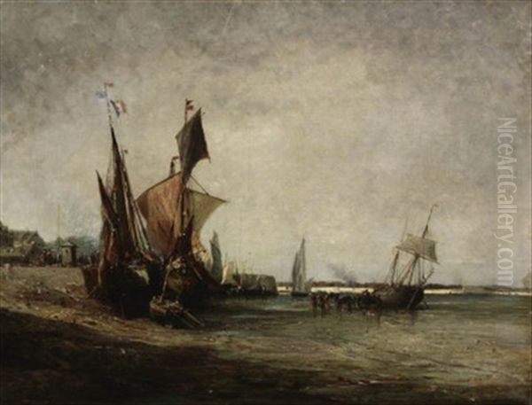 Bretonischer Hafen Bei Ebbe Oil Painting by Jules Achille Noel