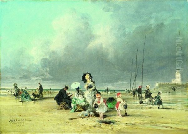 Le Treport, Enfants Faisant Des Pates Oil Painting by Jules Achille Noel