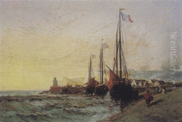 Voiliers Pres Du Port by Jules Achille Noel