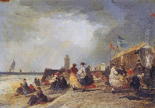 Avant Le Coup De Vent Au Treport Oil Painting by Jules Achille Noel