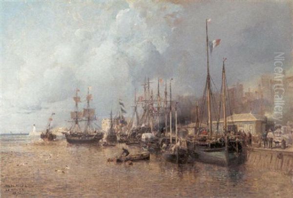 Le Havre Oil Painting by Jules Achille Noel