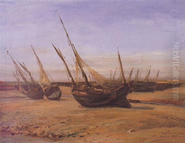 Les Bateaux Au Treport by Jules Achille Noel