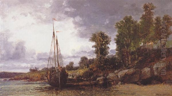 Marine Dans La Region Du Morbihan Oil Painting by Jules Achille Noel