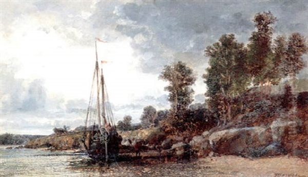 Marine Dans La Region Du Morbihan Oil Painting by Jules Achille Noel