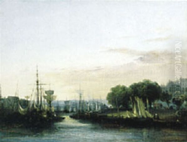 Le Port De Rouen Oil Painting by Jules Achille Noel