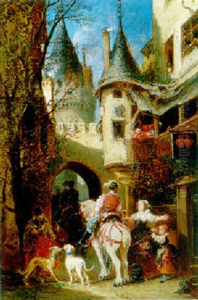 Entree D'une Cite Medievale Oil Painting by Jules Achille Noel