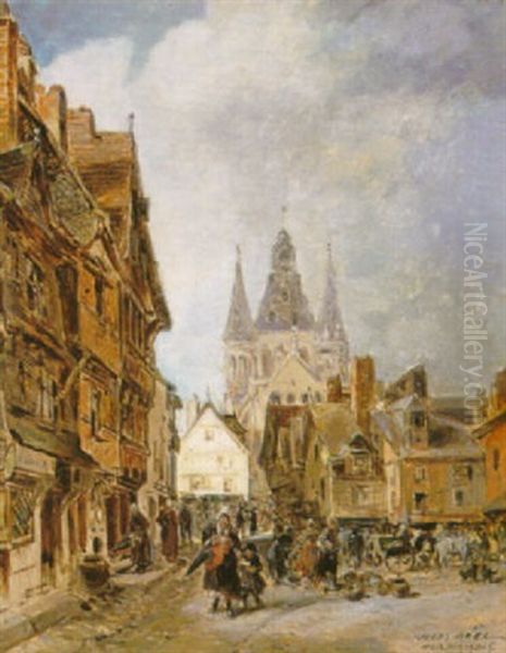 Jour De Marche En Normandie Oil Painting by Jules Achille Noel