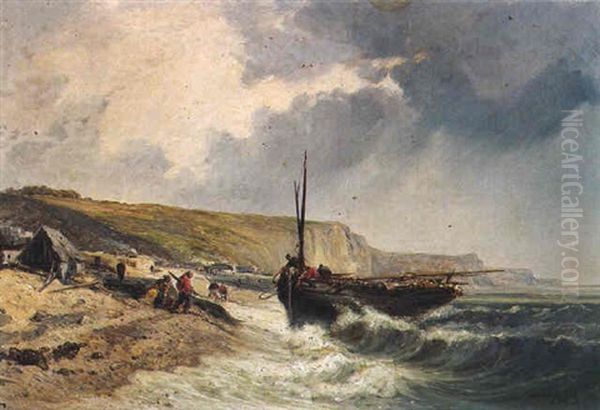 Retour De Peche, 1857 Oil Painting by Jules Achille Noel