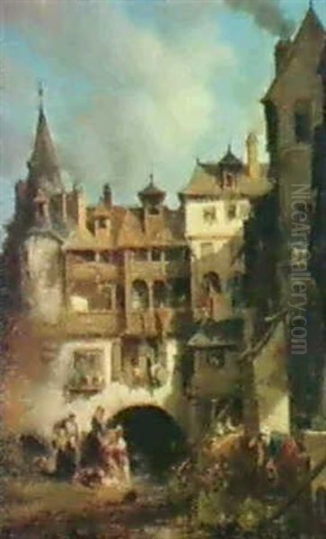 Stadtansicht Oil Painting by Jules Achille Noel