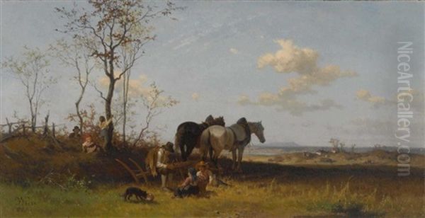 Mittagsrast Oil Painting by Julius Noerr