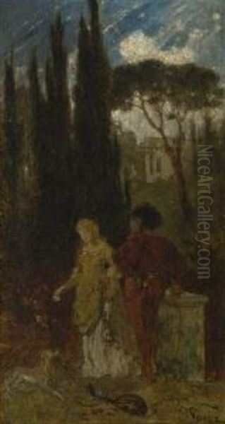 Rendezvous Im Park Oil Painting by Julius Noerr