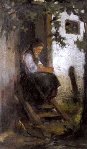 Sitzende Bauerin Oil Painting by Julius Noerr