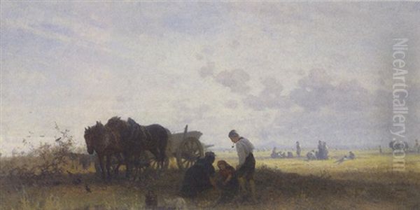 Harvest Time Oil Painting by Julius Noerr