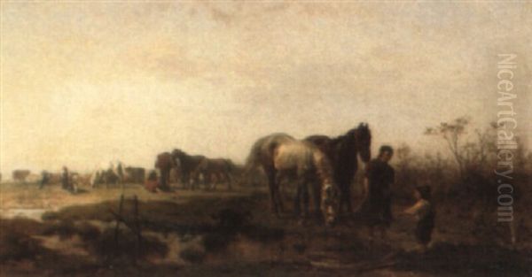 The Encampment Oil Painting by Julius Noerr