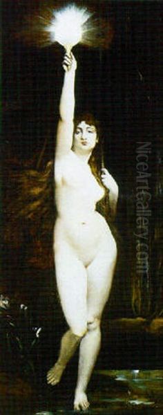 Ceres, Holding A Flaming Torch In Her Hand, In Search Of Her Daughter Prosperine Oil Painting by Leon Theo Noeud