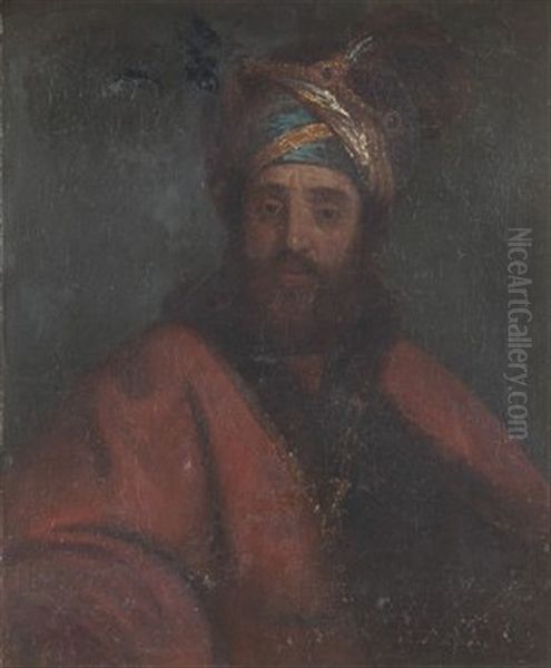 Portratt Av Man Med Turban Oil Painting by Giuseppe Nogari