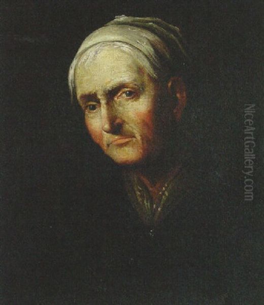 An Old Woman, Bust Length Oil Painting by Giuseppe Nogari