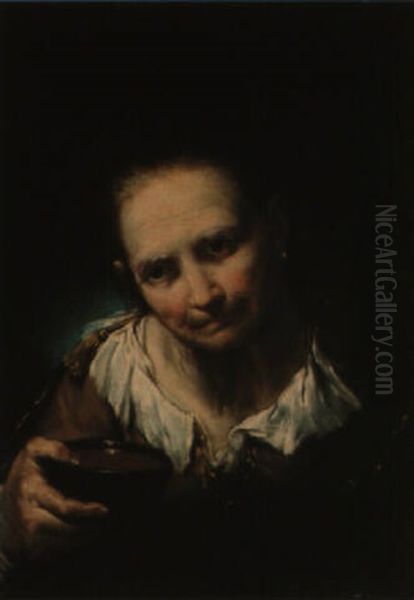 Portrait Of An Elderly Woman Oil Painting by Giuseppe Nogari