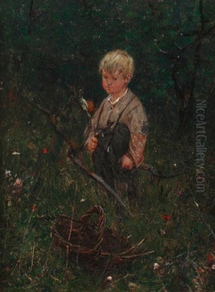 Boy With A Scythe Oil Painting by Ernest Noir