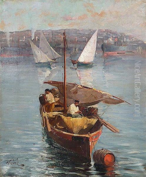 Barque De Pecheurs Dans Le Port D'alger Oil Painting by Maxime Noire