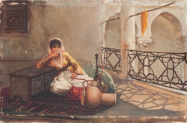 Algerienne Au Narguile Oil Painting by Maxime Noire