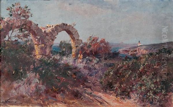 Enfants Parmi Les Ruines De L'aqueduc, Algerie Oil Painting by Maxime Noire