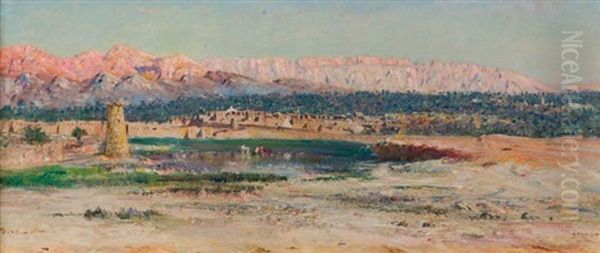 L'oasis Du Ksar Zenaga Oil Painting by Maxime Noire