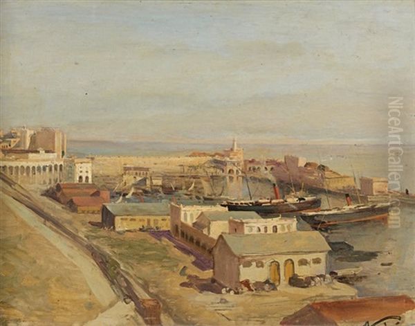 Vue Du Port D'alger Oil Painting by Maxime Noire