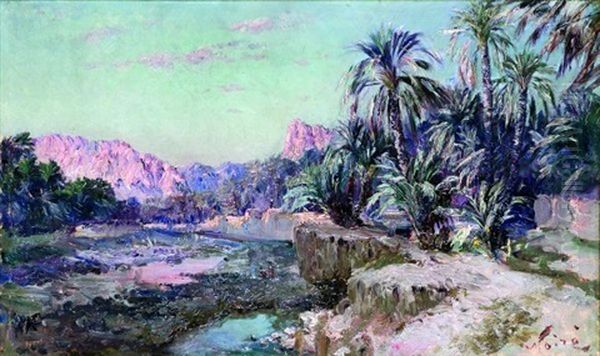 Oasis De Djemora Dans Les Aures Oil Painting by Maxime Noire