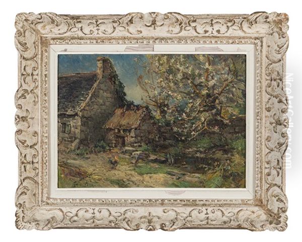 Soiree D'ete A Cancale & Ferme Au Printemps A Kerelec (2 Works) Oil Painting by Emile Noirot