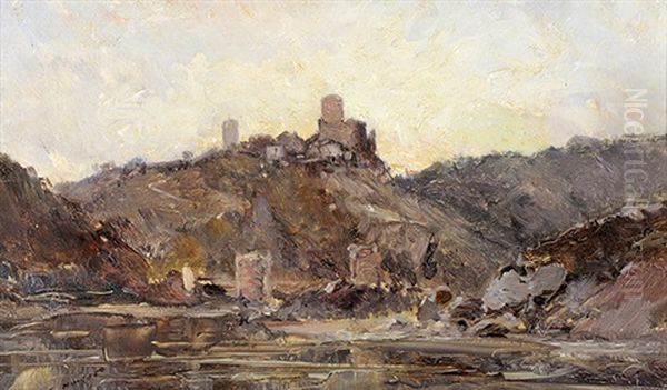 Le Chateau Au-dessus Du Cours D'eau Oil Painting by Emile Noirot