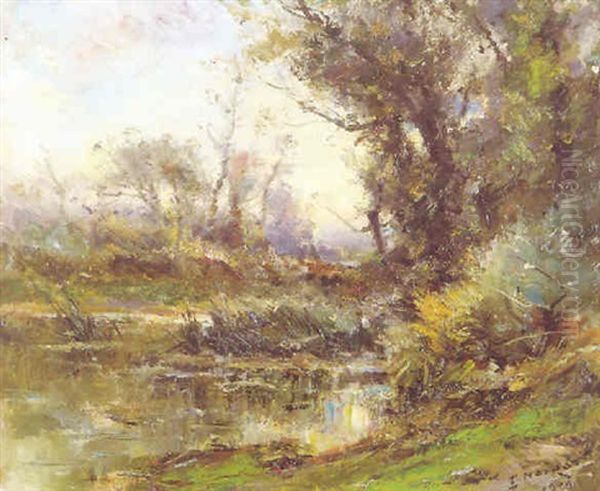 Etang A Perreux (loire) Oil Painting by Emile Noirot