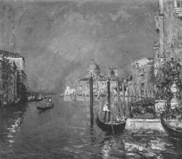 Blick Vom Canal Grande Auf Santa Maria Della Salute Oil Painting by Louis Noirot