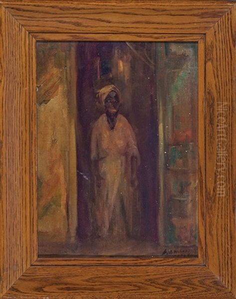 Woman Wearing A Tignon, Toulouse Street Doorway, French Quarter Oil Painting by Harry A. Nolan