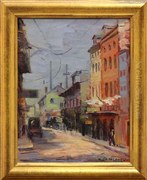 A Street In French Town Oil Painting by Harry A. Nolan