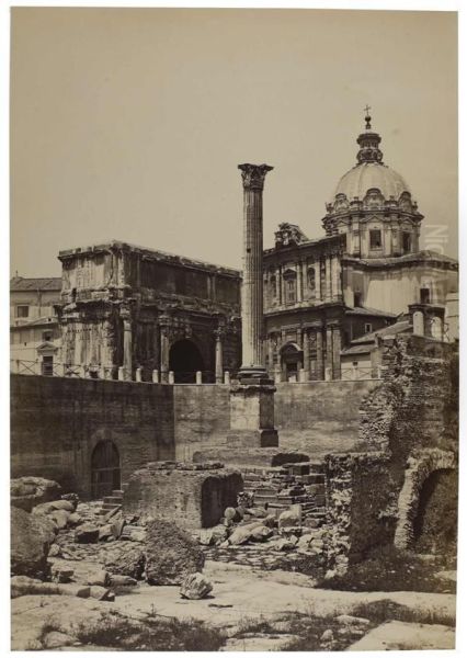 Rome, Colonne De Phocas Oil Painting by Jeune Auguste Rosalie Bisson