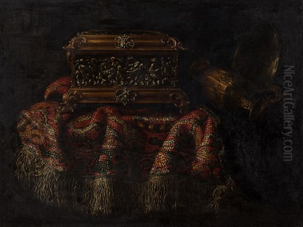 Still Life With Carpet And Chest by Francesco Noletti (Il Maltese)