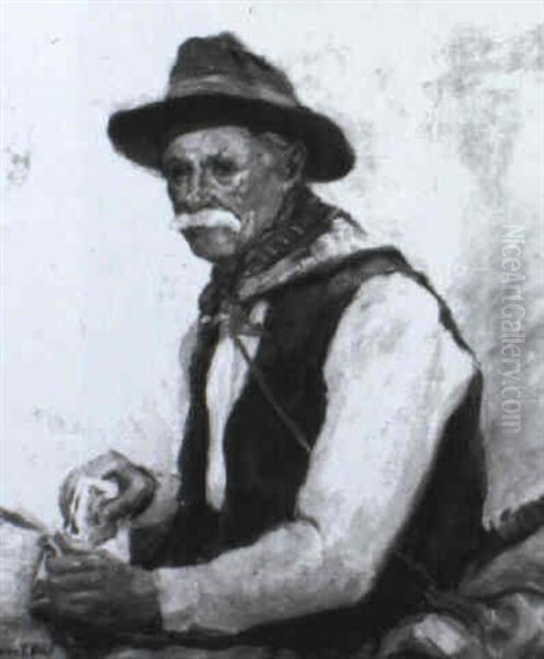 Old Cowboy Oil Painting by John Thomas Nolf