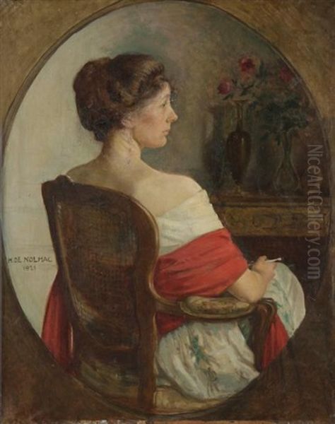 Jeanne De Nolhac, Femme De L'artiste Oil Painting by Henri Girault De Nolhac