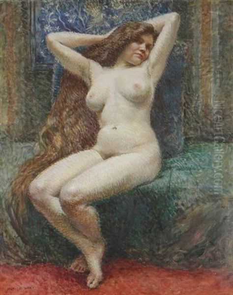 Femme Nue Assise Oil Painting by Henri Girault De Nolhac