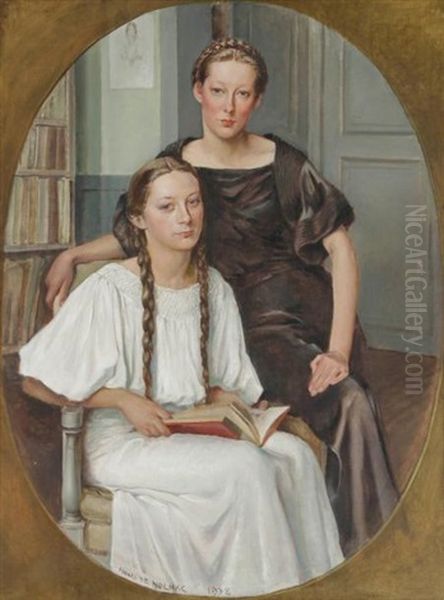 Elizabeth Et Renee De Nolhac, Filles De L'artiste Oil Painting by Henri Girault De Nolhac