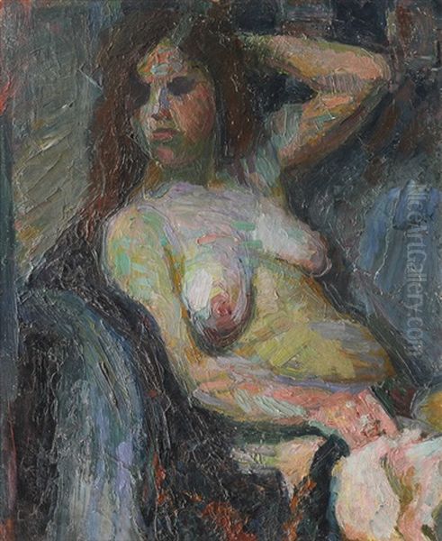 Seated Nude Oil Painting by Franz Noelken